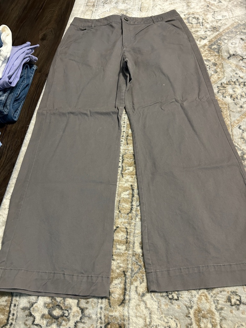 Loft Wide Leg Cotton Pants in Gray